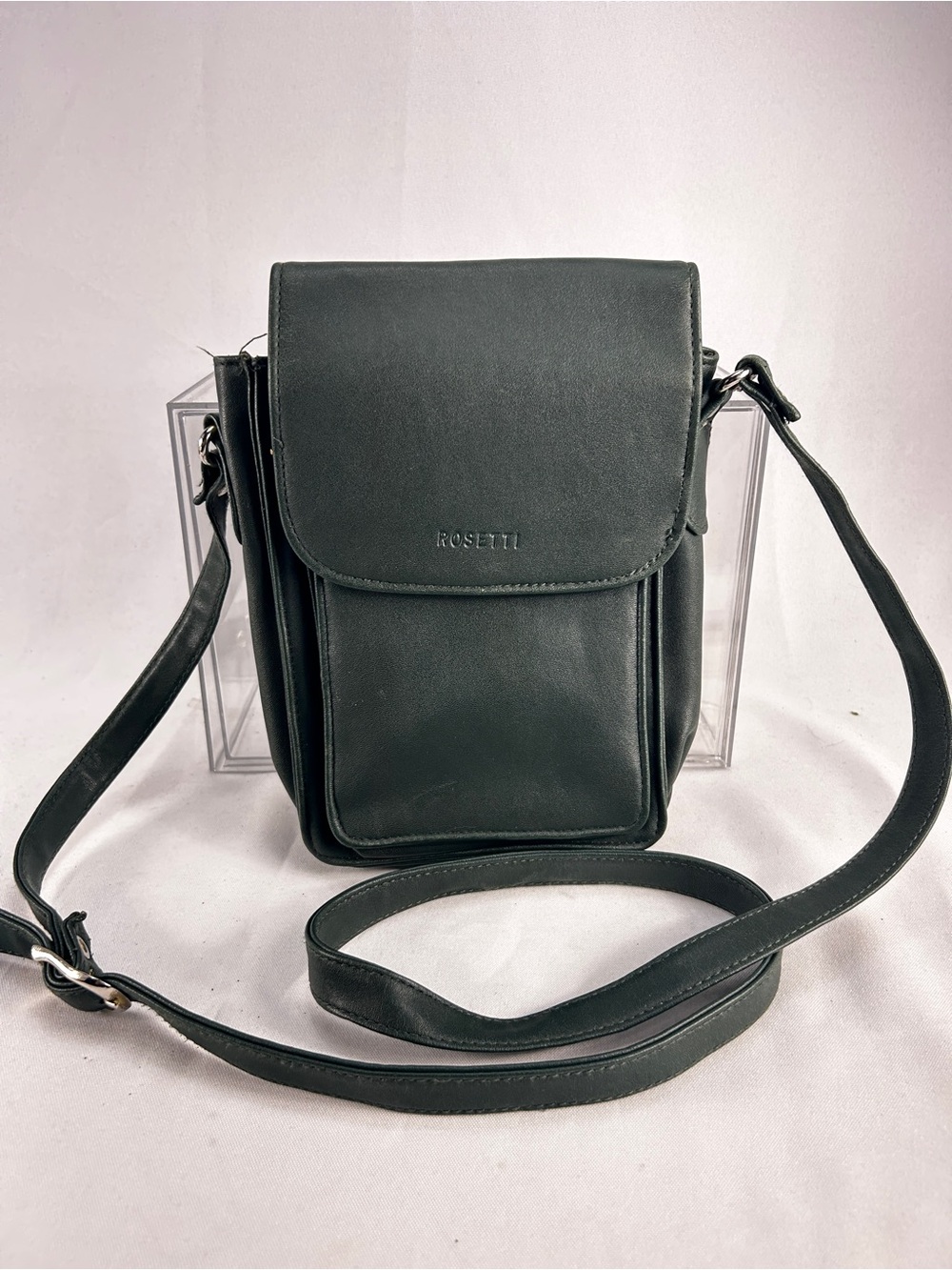 Rosetti Green Faux-Leather Vertical Crossbody Bag
